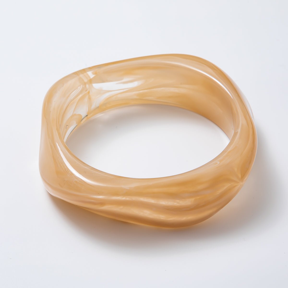 Solid Marble Resin Acrylic Wide Sculpted Geometric Bangle Bracelet | WA-3416 ~ WA-3427
