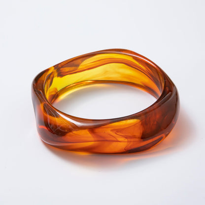 Solid Marble Resin Acrylic Wide Sculpted Geometric Bangle Bracelet | WA-3416 ~ WA-3427