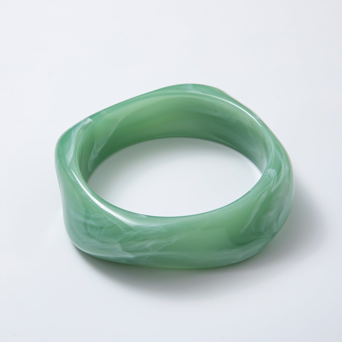 Solid Marble Resin Acrylic Wide Sculpted Geometric Bangle Bracelet | WA-3416 ~ WA-3427