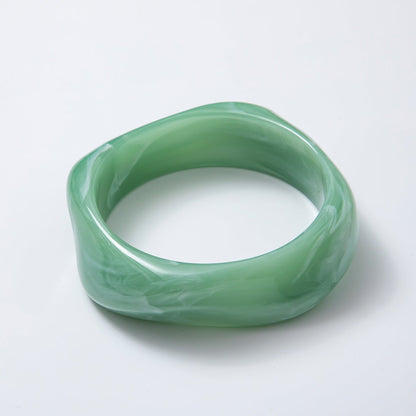 Solid Marble Resin Acrylic Wide Sculpted Geometric Bangle Bracelet | WA-3416 ~ WA-3427