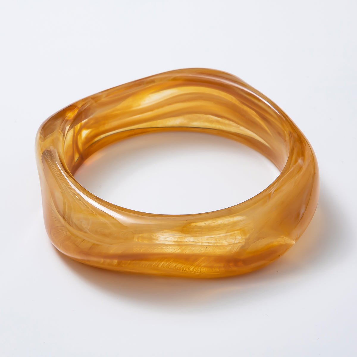 Solid Marble Resin Acrylic Wide Sculpted Geometric Bangle Bracelet | WA-3416 ~ WA-3427