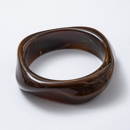 Solid Marble Resin Acrylic Wide Sculpted Geometric Bangle Bracelet | WA-3416 ~ WA-3427