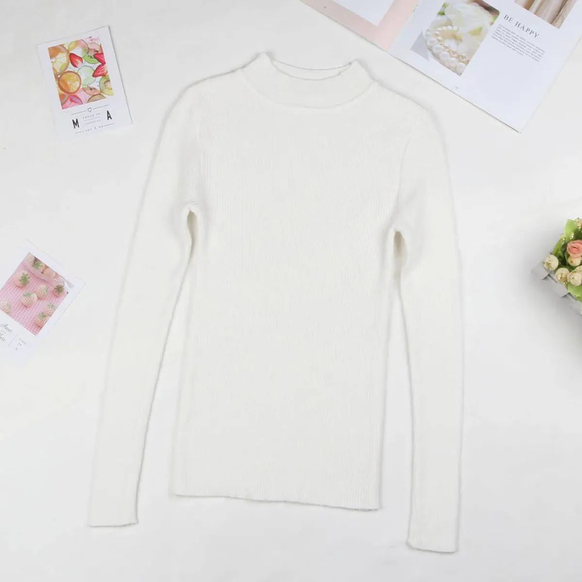Solid Turtleneck Sweater