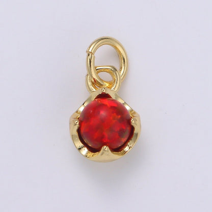 Solitaire Opal Charm, 14K Gold Filled Add on Charm, Round Ball 5mm Diameter Opal Pendant  E-037 E-038, E-039, E-040, E-048