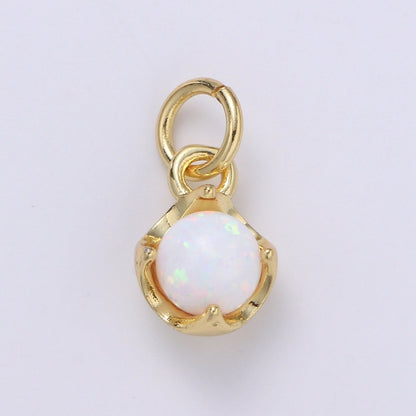 Solitaire Opal Charm, 14K Gold Filled Add on Charm, Round Ball 5mm Diameter Opal Pendant  E-037 E-038, E-039, E-040, E-048