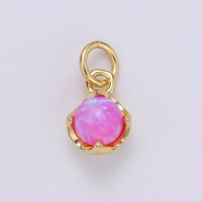 Solitaire Opal Charm, 14K Gold Filled Add on Charm, Round Ball 5mm Diameter Opal Pendant  E-037 E-038, E-039, E-040, E-048