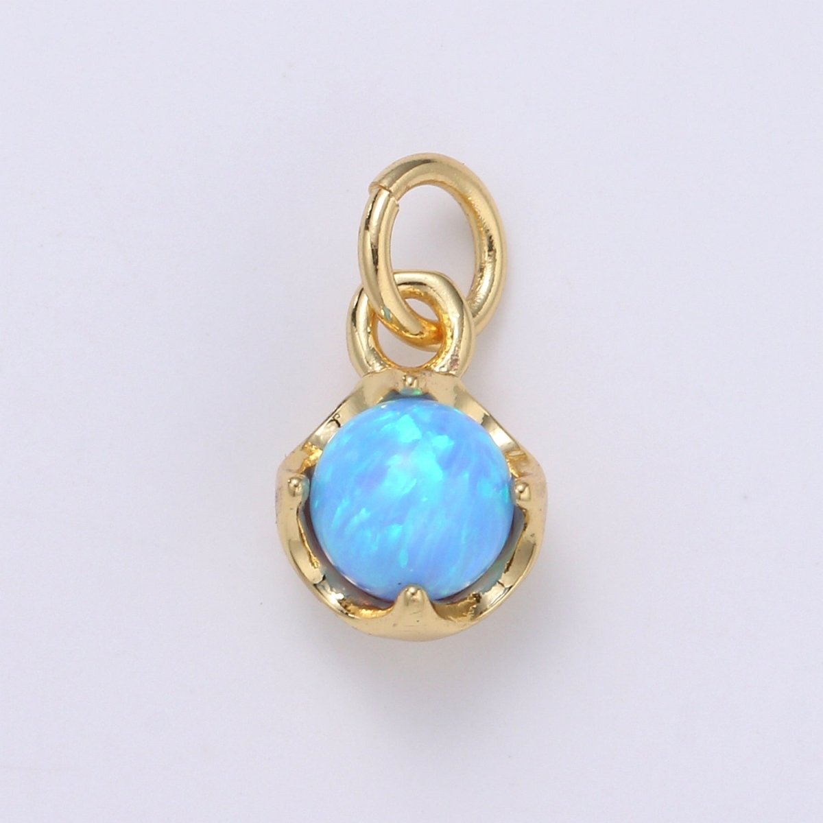 Solitaire Opal Charm, 14K Gold Filled Add on Charm, Round Ball 5mm Diameter Opal Pendant  E-037 E-038, E-039, E-040, E-048