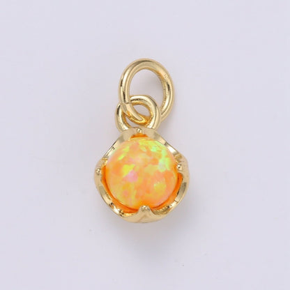 Solitaire Opal Charm, 14K Gold Filled Add on Charm, Round Ball 5mm Diameter Opal Pendant  E-037 E-038, E-039, E-040, E-048