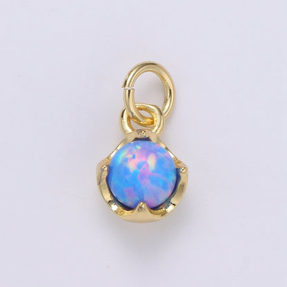 Solitaire Opal Charm, 14K Gold Filled Add on Charm, Round Ball 5mm Diameter Opal Pendant  E-037 E-038, E-039, E-040, E-048