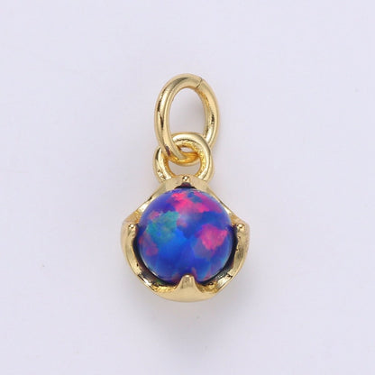 Solitaire Opal Charm, 14K Gold Filled Add on Charm, Round Ball 5mm Diameter Opal Pendant  E-037 E-038, E-039, E-040, E-048
