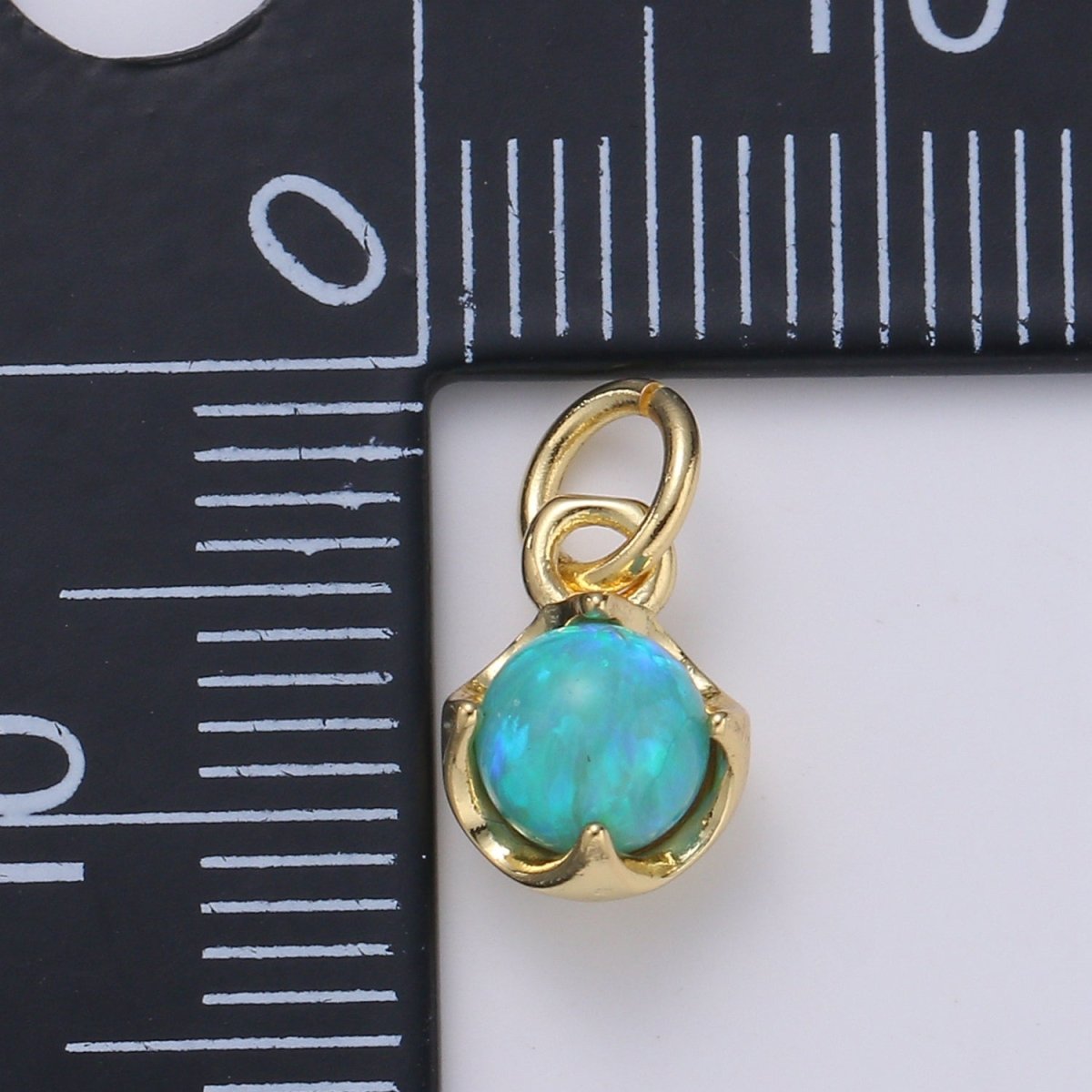 Solitaire Opal Charm, 14K Gold Filled Add on Charm, Round Ball 5mm Diameter Opal Pendant  E-037 E-038, E-039, E-040, E-048