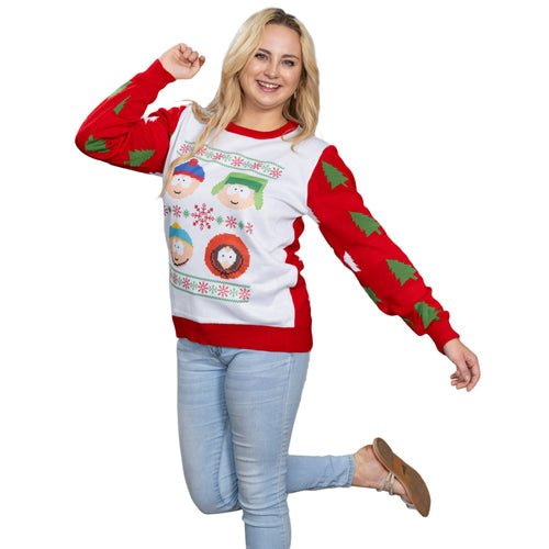 South Park Stan Kyle Cartman Kenny Faces Christmas Sweater