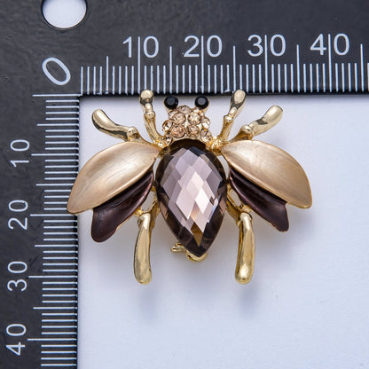 Sparkly Amber 32mm Crystal Honey Bee Brooch | BH-00102