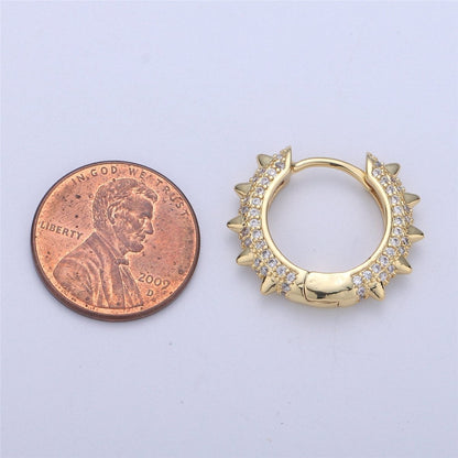 Spike earrings Micro Pave Spike hoops Gold spike earrings Multi Color CZ Gold hoops Dainty Earring for everyday earring 20mm K-331
