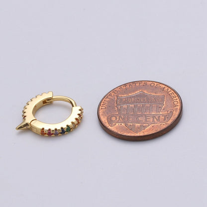 Spike Gold hoop earrings - huggie hoops earrings - Dainty hoops Earring - Tiny hoops Thin hoops Minimalist Jewelry Micro Pave Earring K-643 K-644