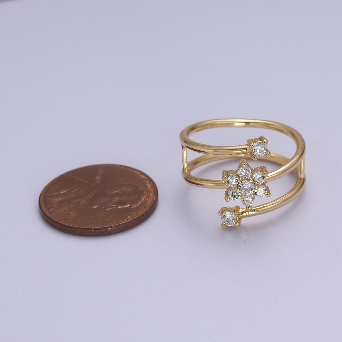 Spiral Finger Wrap Ring/ Flower Cz Gold Band Ringt CZ Diamond Wraparound Ring Midi Thumb Ring S-538 S-539