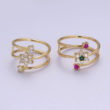 Spiral Finger Wrap Ring/ Flower Cz Gold Band Ringt CZ Diamond Wraparound Ring Midi Thumb Ring S-538 S-539