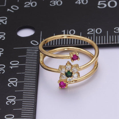 Spiral Finger Wrap Ring/ Flower Cz Gold Band Ringt CZ Diamond Wraparound Ring Midi Thumb Ring S-538 S-539