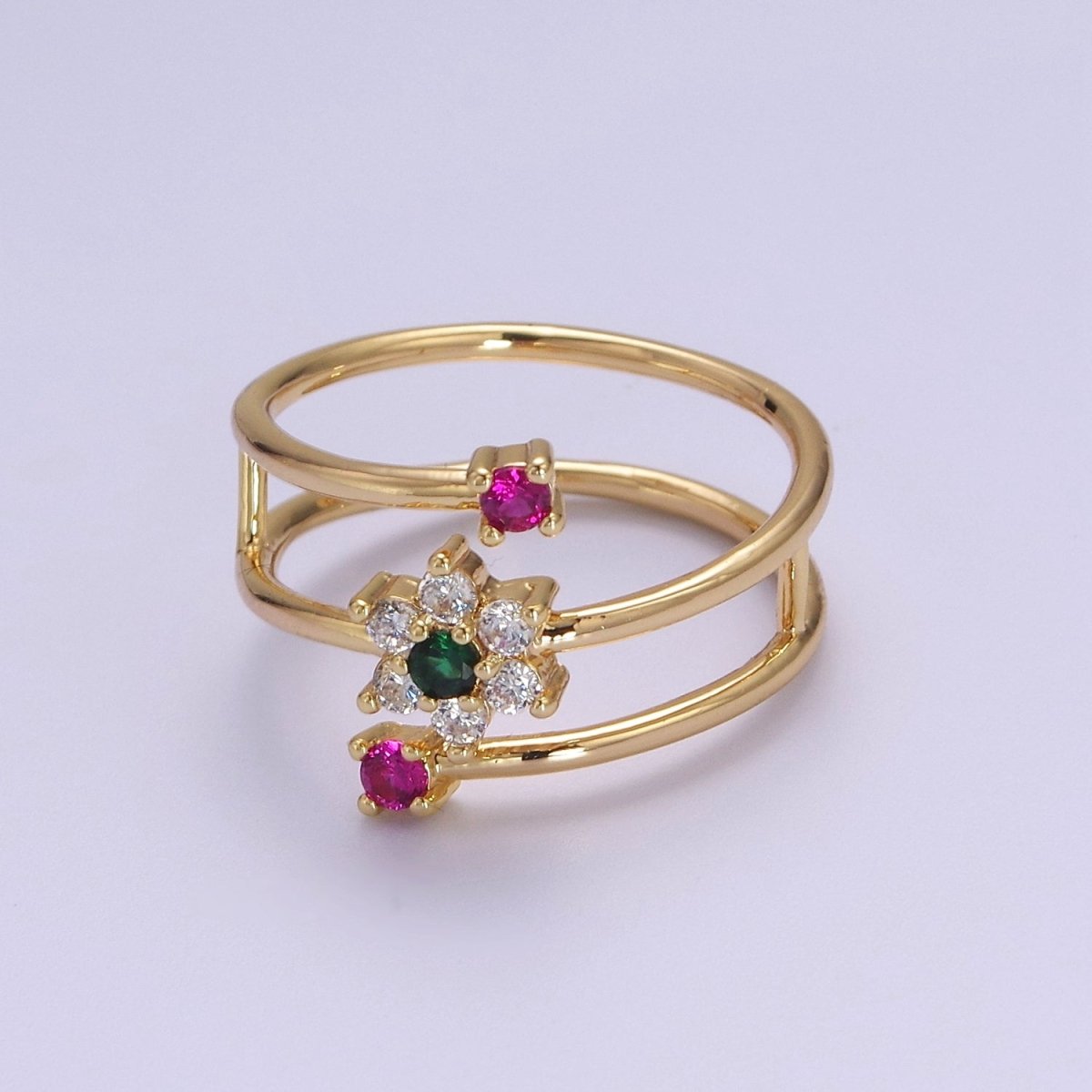 Spiral Finger Wrap Ring/ Flower Cz Gold Band Ringt CZ Diamond Wraparound Ring Midi Thumb Ring S-538 S-539