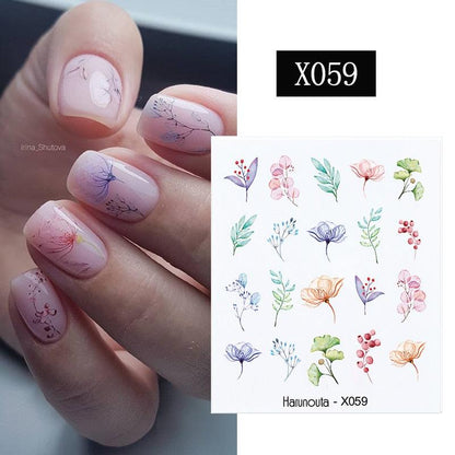 Spring Simple Green Theme Water Decal Sticker Flower Leaf Tree Summer Slider For Manicuring Nail Art Watermarks Art Decoration Manicure Tools Nail Watermark Decals iridescent Decoration Nail Self-Adhesive Decals Nail Stickers Water Transfer Fresh Nail