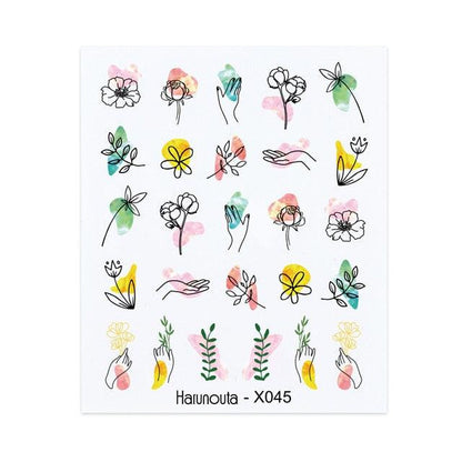 Spring Simple Green Theme Water Decal Sticker Flower Leaf Tree Summer Slider For Manicuring Nail Art Watermarks Art Decoration Manicure Tools Nail Watermark Decals iridescent Decoration Nail Self-Adhesive Decals Nail Stickers Water Transfer Fresh Nail