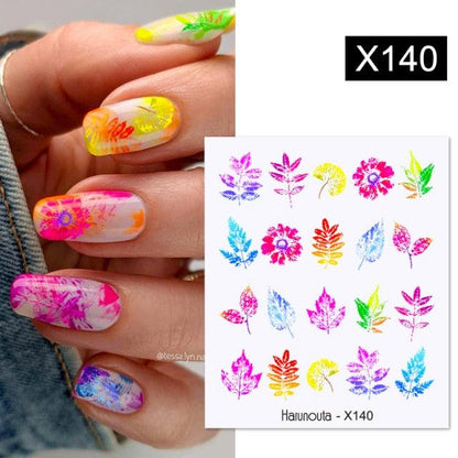 Spring Simple Green Theme Water Decal Sticker Flower Leaf Tree Summer Slider For Manicuring Nail Art Watermarks Art Decoration Manicure Tools Nail Watermark Decals iridescent Decoration Nail Self-Adhesive Decals Nail Stickers Water Transfer Fresh Nail