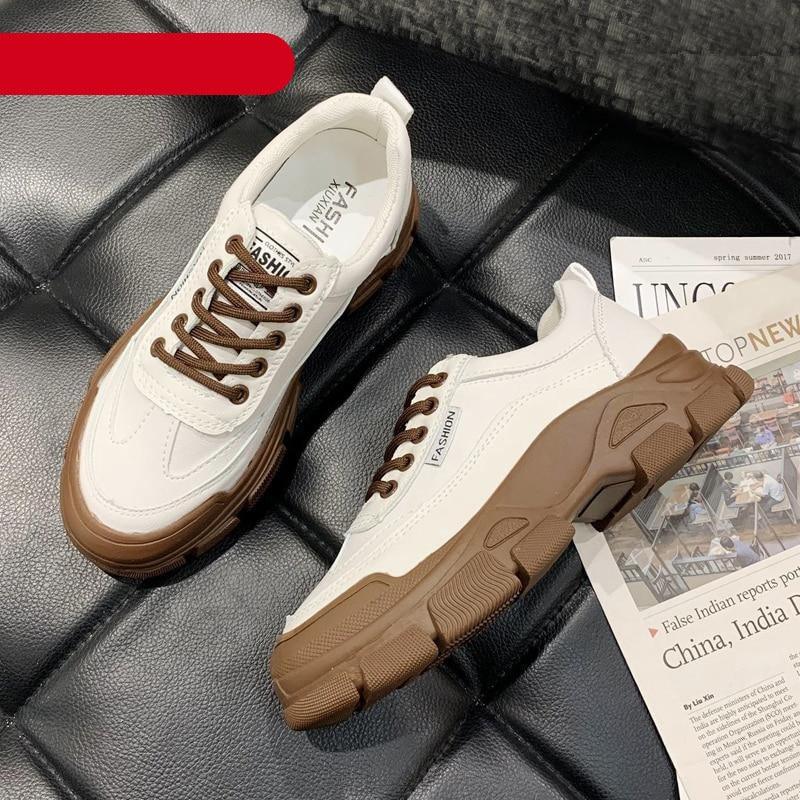 Spring Summer Lace-up White Women Flat Leather Shoes White Board Casual Shoes Women Sneakers Casual Everyday Walking Fashionable Shoes
