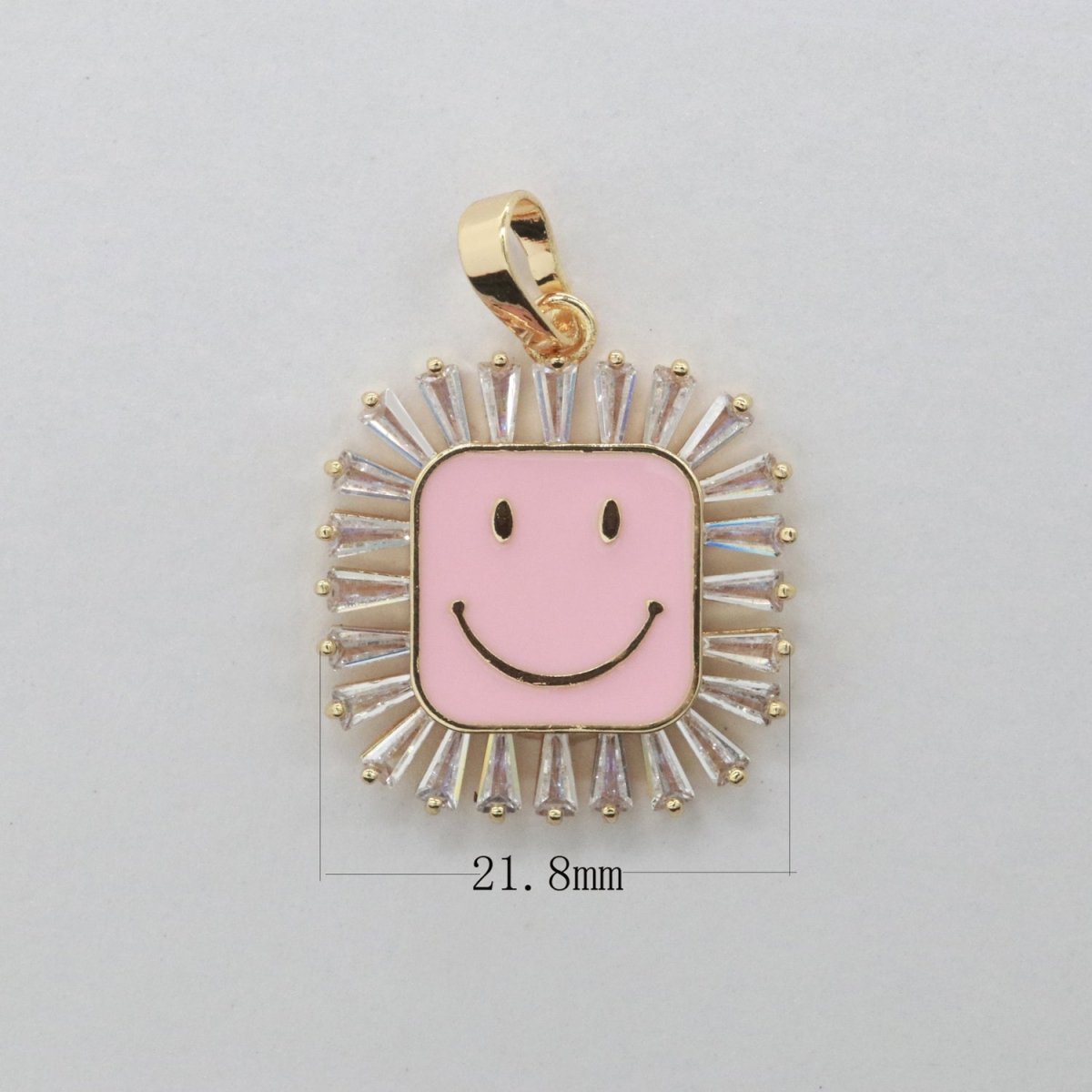 Square Smiley Face Charm Cubic Happy Face Pendant for Necklace Earring Component 31x22mm I-307 ~ I-312