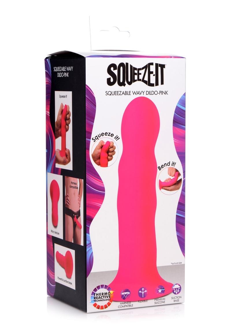 Squeeze It Squeezable Wavy Harness Compatible Silicone Dildo