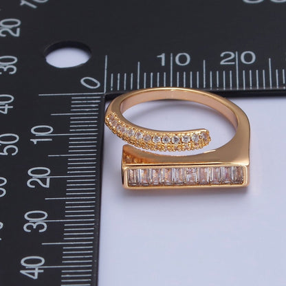 Stackable Gold Pave Baguette Green / Clear CZ Ring O-2232  O-2233