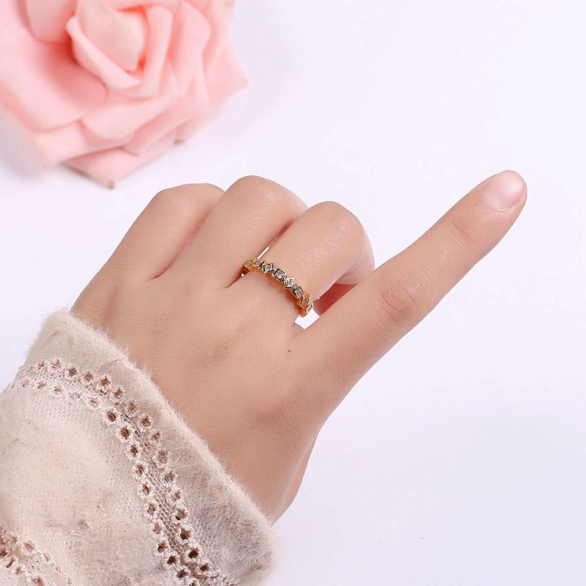 Stacking Ring, Shape Geometric Ring, Stackable Ring, Minimalist Ring, Pinky Ring, Dainty Gold Ring, Thin Cz Ring