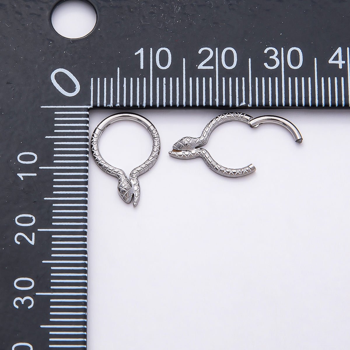 Titanium 10.5mm Textured Snake Single Septum Cartilage Piercing Clicker in Gold &amp; Silver | BJ-00049 BJ-00050