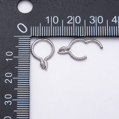 Titanium 10.5mm Textured Snake Single Septum Cartilage Piercing Clicker in Gold &amp; Silver | BJ-00049 BJ-00050