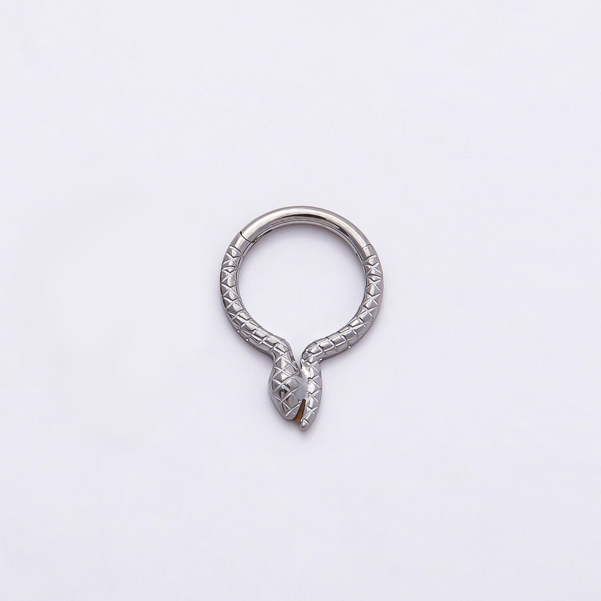 Titanium 10.5mm Textured Snake Single Septum Cartilage Piercing Clicker in Gold &amp; Silver | BJ-00049 BJ-00050