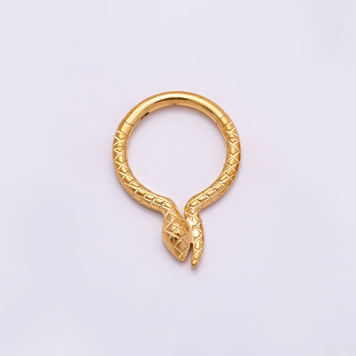 Titanium 10.5mm Textured Snake Single Septum Cartilage Piercing Clicker in Gold &amp; Silver | BJ-00049 BJ-00050