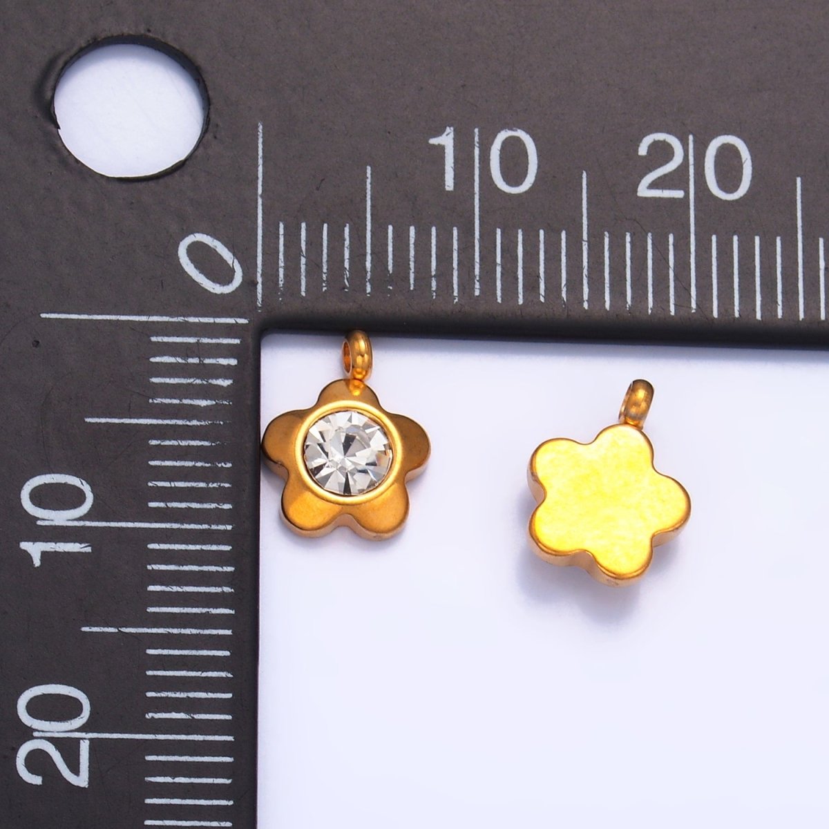 Stainless Steel 10mm Clear CZ Flower Nature Mini Charm | P813