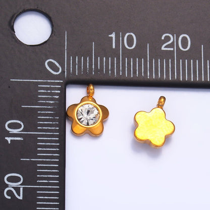 Stainless Steel 10mm Clear CZ Flower Nature Mini Charm | P813