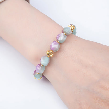 Stainless Steel 10mm Geometric Resin Bead 7 Inch Bracelet w. Extender | WA-04509 ~ WA-04515