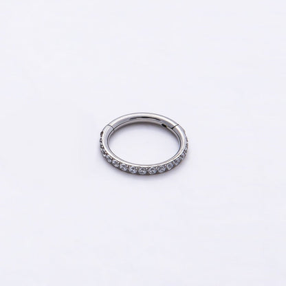 Titanium 10mm Micro Paved CZ Single Septum Cartilage Piercing Clicker | BJ-00029