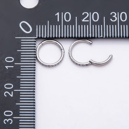 Titanium 10mm Micro Paved CZ Single Septum Cartilage Piercing Clicker | BJ-00029