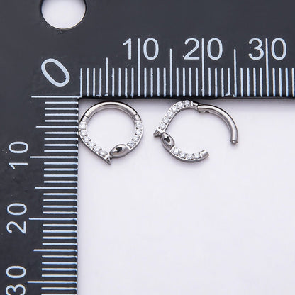 Titanium 10mm Micro Paved CZ Snake Single Septum Nose Piercing Clicker in Gold &amp; Silver | BJ-00013 BJ-00014