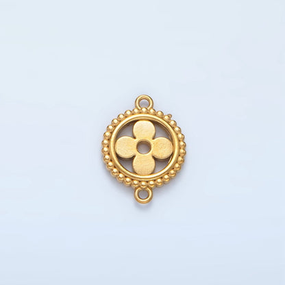Stainless Steel 10mm Open Clover Leaf Dotted Outline Round Connector | F225