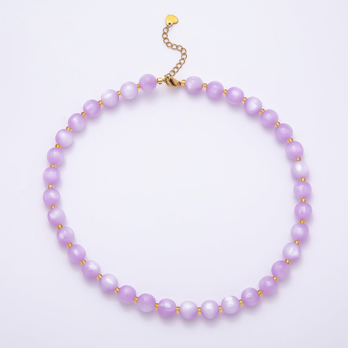 Stainless Steel 10mm Round Glitter Resin Bead 16 Inch Necklace w. Extender | WA-04523 ~ WA-04530