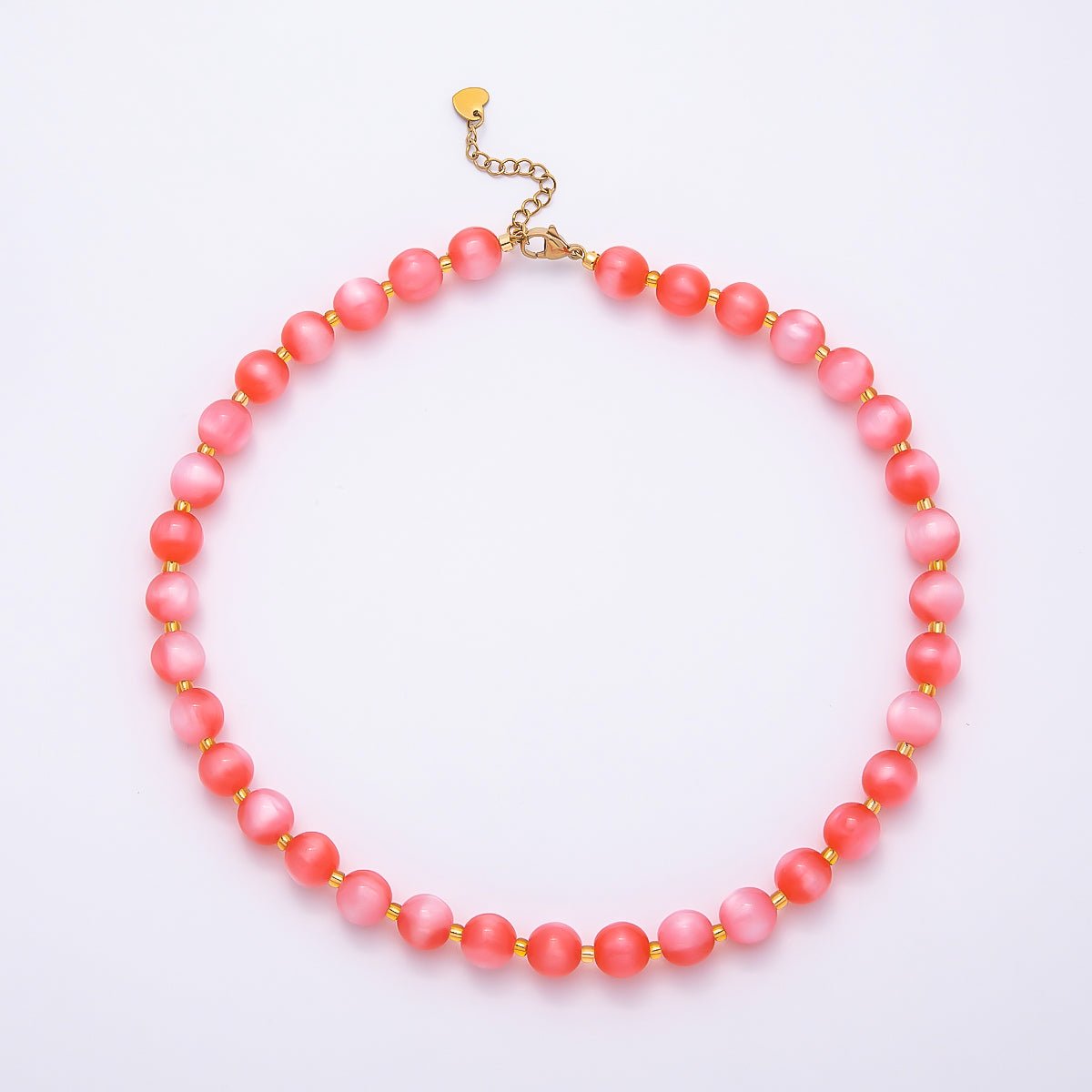 Stainless Steel 10mm Round Glitter Resin Bead 16 Inch Necklace w. Extender | WA-04523 ~ WA-04530