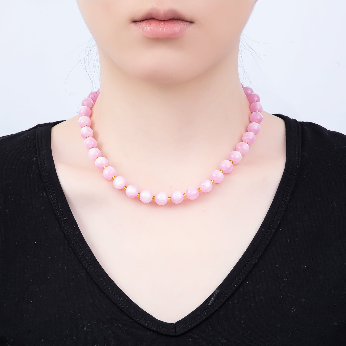 Stainless Steel 10mm Round Glitter Resin Bead 16 Inch Necklace w. Extender | WA-04523 ~ WA-04530