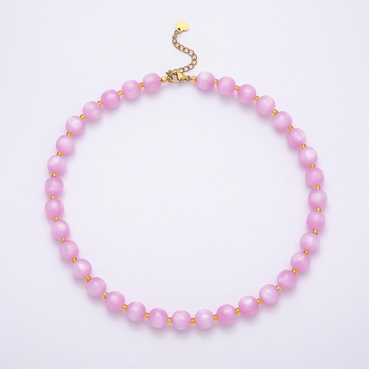 Stainless Steel 10mm Round Glitter Resin Bead 16 Inch Necklace w. Extender | WA-04523 ~ WA-04530