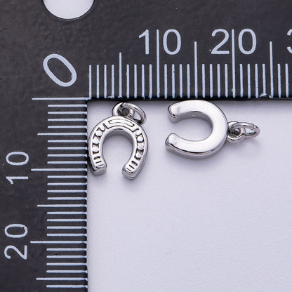 Stainless Steel 10mm Textured Horse Shoe Mini Charm | Charms-00515