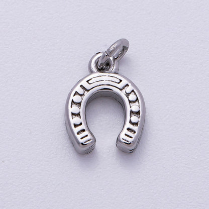 Stainless Steel 10mm Textured Horse Shoe Mini Charm | Charms-00515