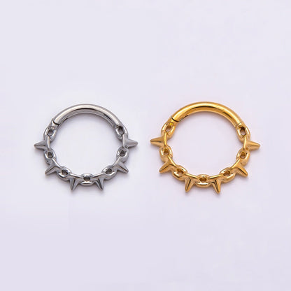 Titanium 11.5mm Spiked Cable Single Septum Cartilage Piercing Clicker in Gold &amp; Silver | BJ-00017 BJ-00018