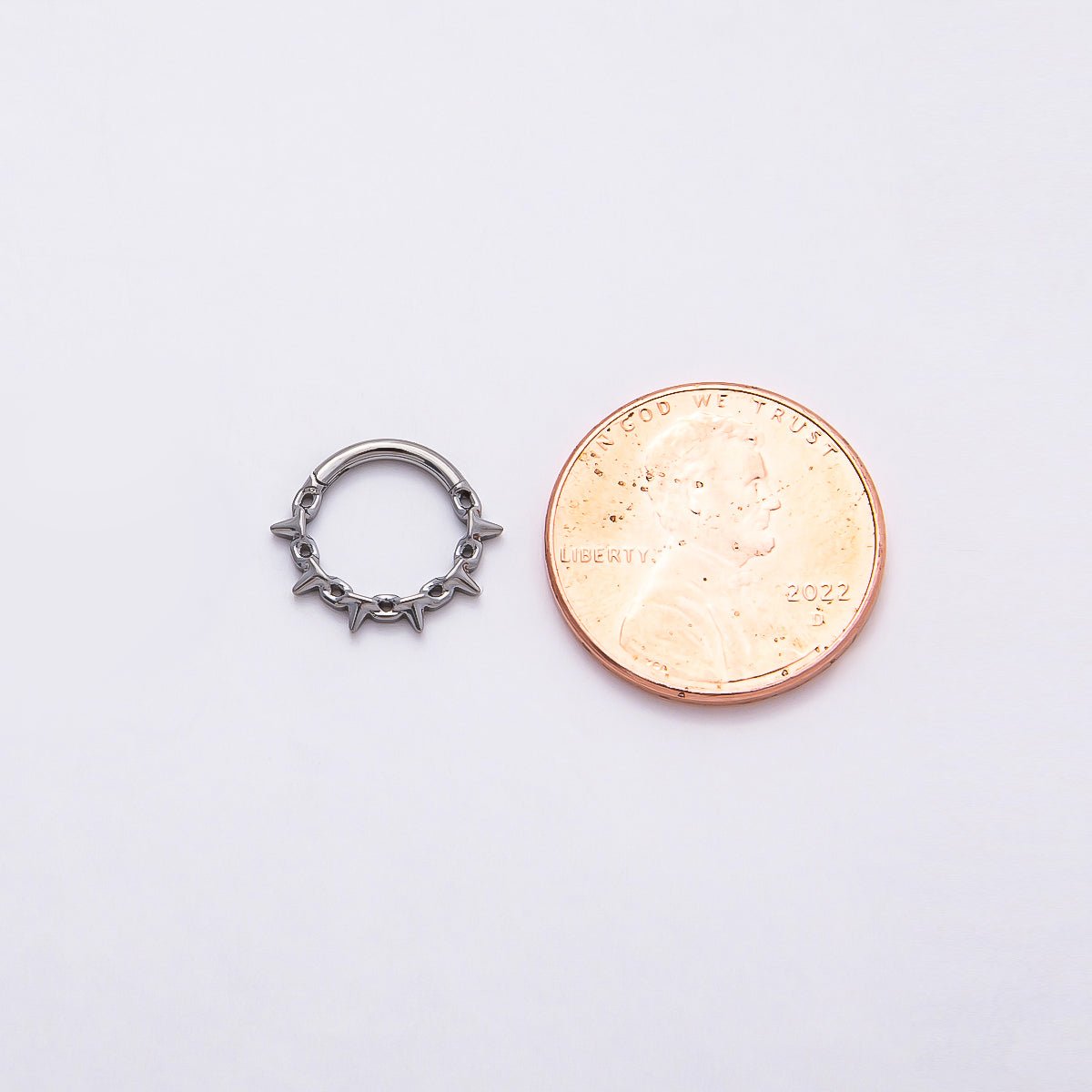 Titanium 11.5mm Spiked Cable Single Septum Cartilage Piercing Clicker in Gold &amp; Silver | BJ-00017 BJ-00018